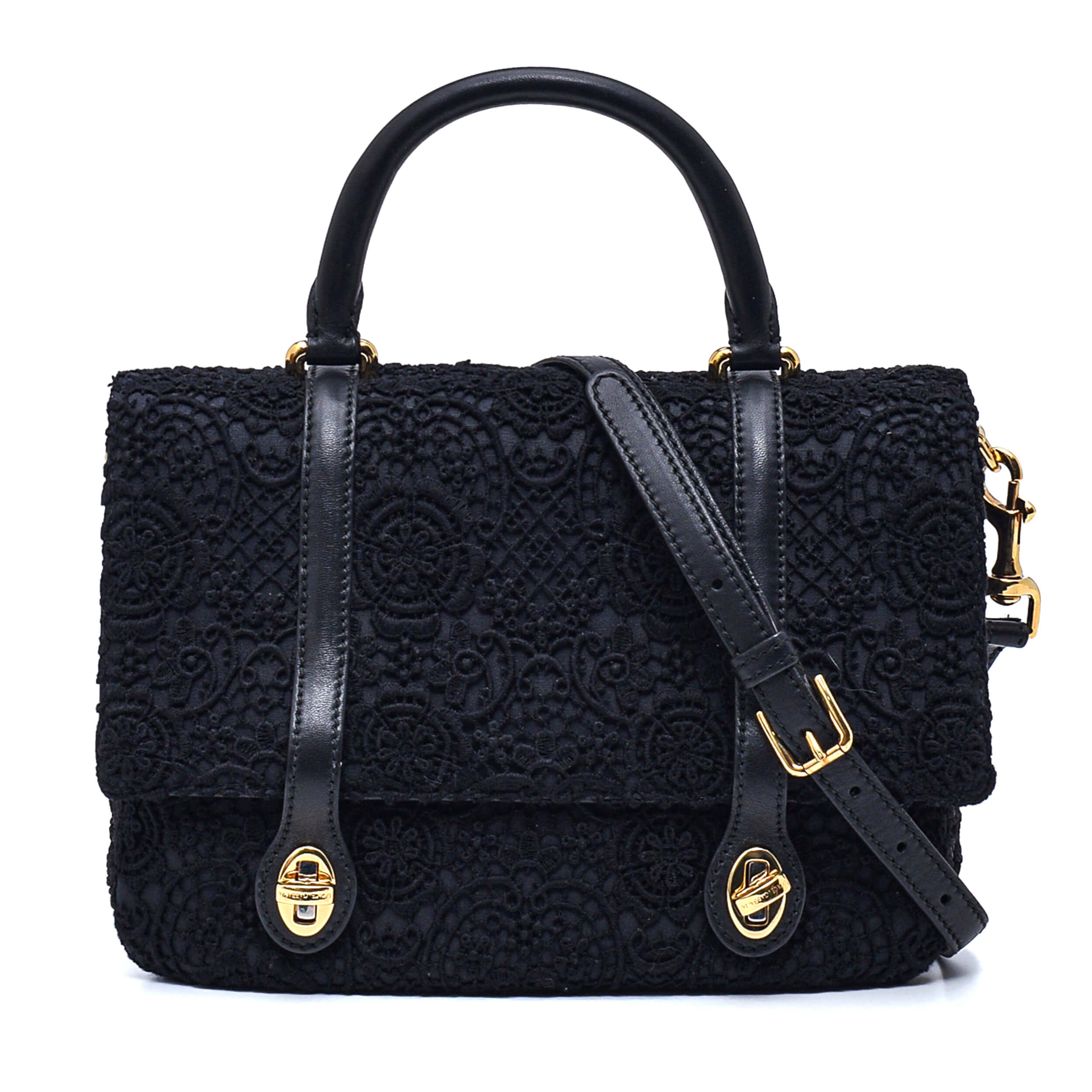 Dolce Gabbana- Black Crochet Leather Loco Bag 